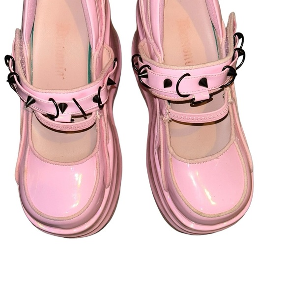 DEMONIA Wave-48 Pink Punk 6" Wedge Platform Maryjane Strap Shoes size 8 - Picture 3 of 6